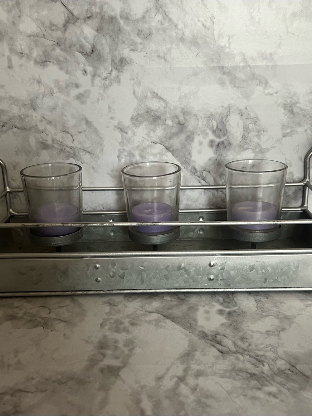 Vintage Lavender Votive Candle Holder Trio